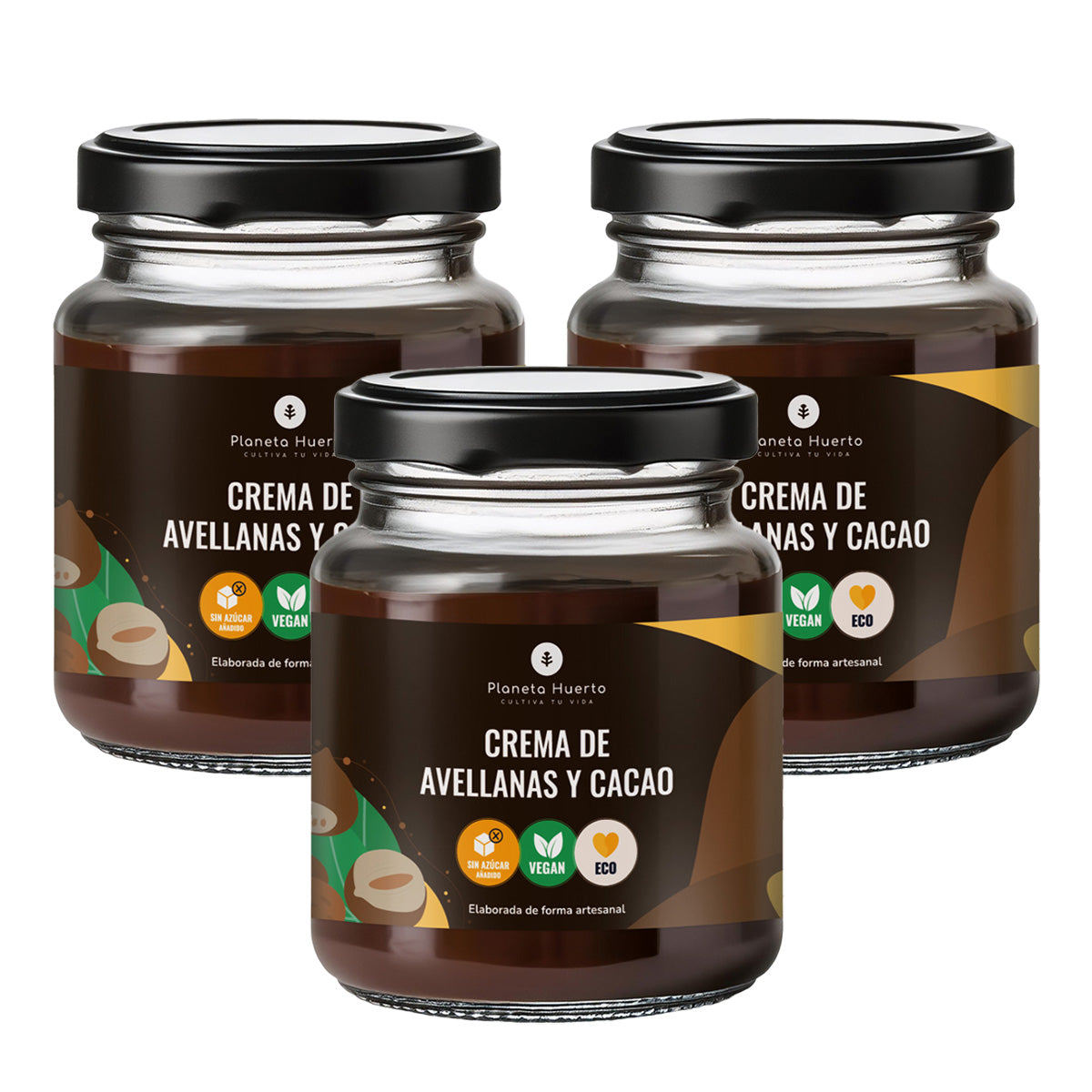 Pack 3x Crema de avellanas y cacao sin azúcares añadidos ECO Planeta Huerto 230 g