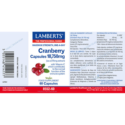 Pack 2x Arándano Rojo 18.750 mg, Lamberts, 60 cápsulas