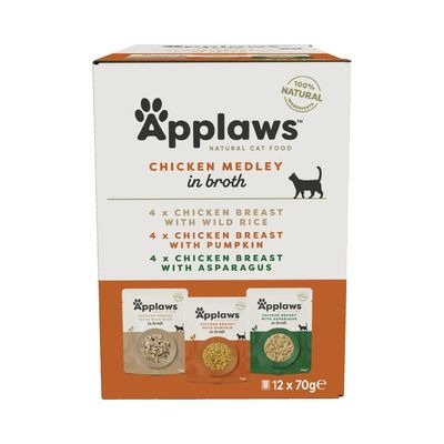Comida húmeda para gatos Sobre Caldo Pollo 12x70gr Applaws