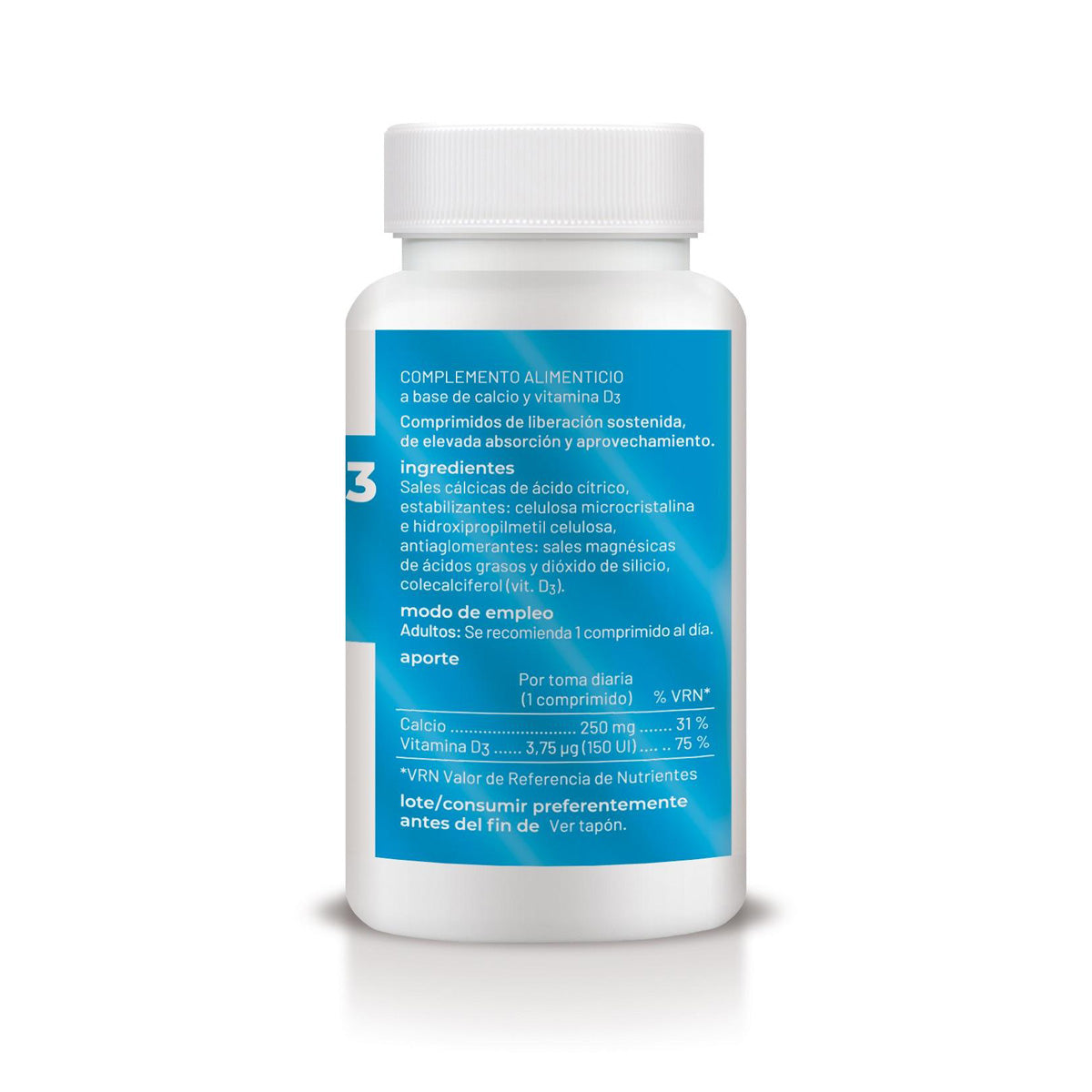 Calcio con Vitamina D3 liberación sostenida, Soria Natural, 60 comprimidos