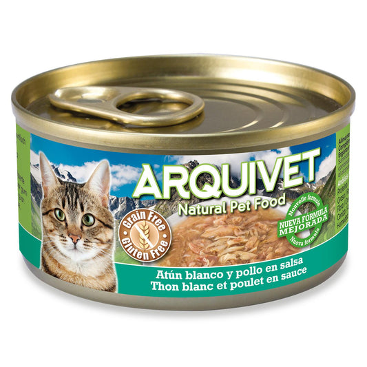 Atún Blanco en salsa con Pollo Arquivet 80 g Comida húmeda para gatos