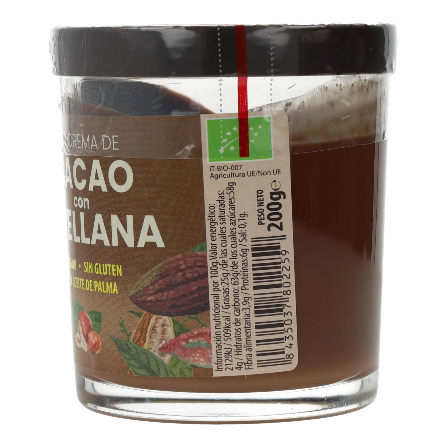 Crema Vegana de Cacao con Avellanas Bio Sol Natural 200 g