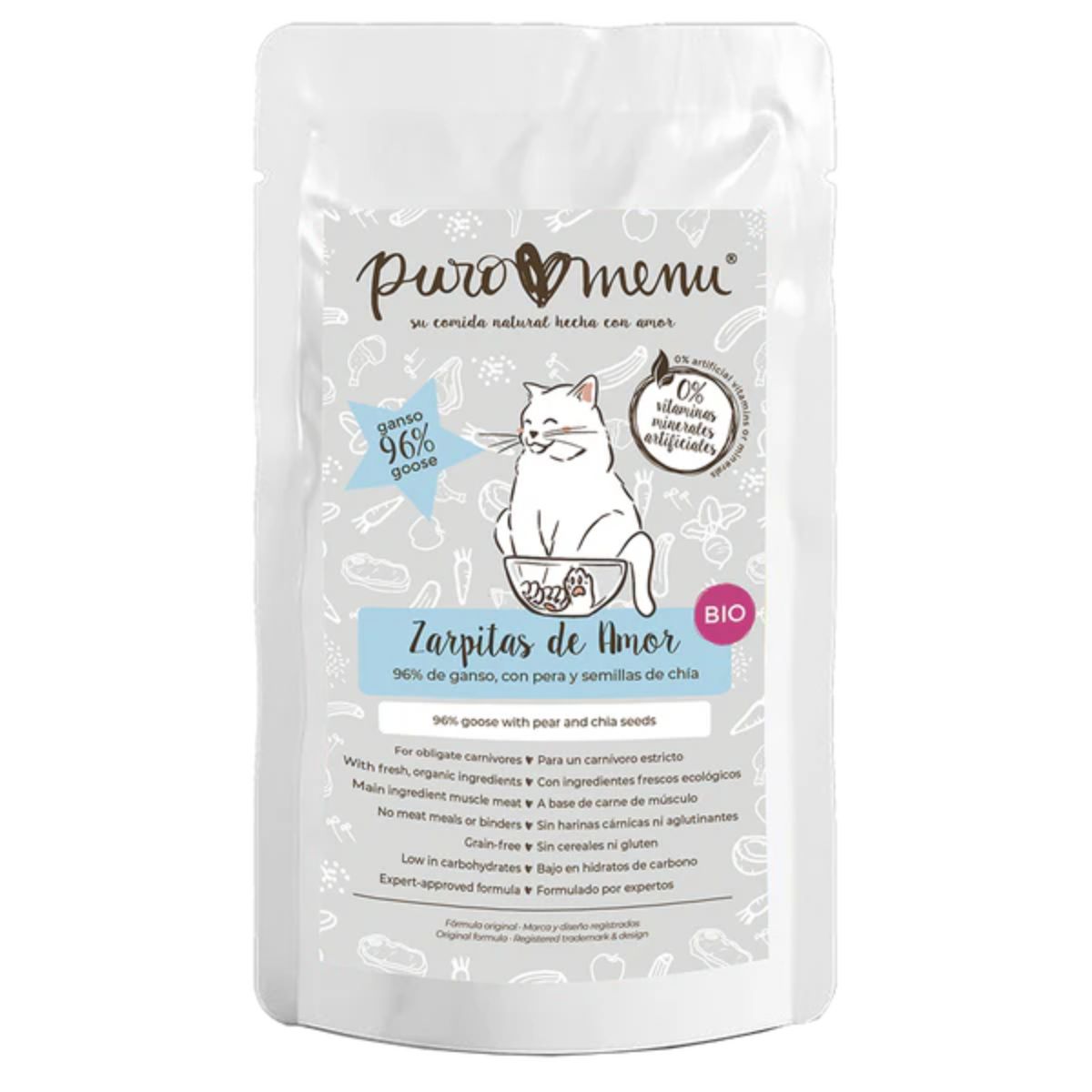 Comida húmeda Barf gatos Zarpitas de amor BIO (Ganso) Puromenu 100 g