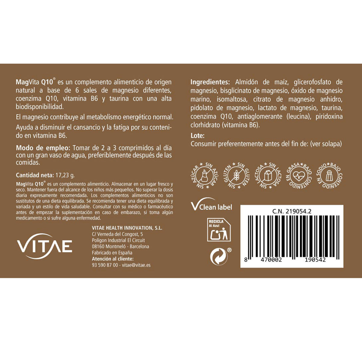 MagVita Q10, Vitae, 15 comprimidos