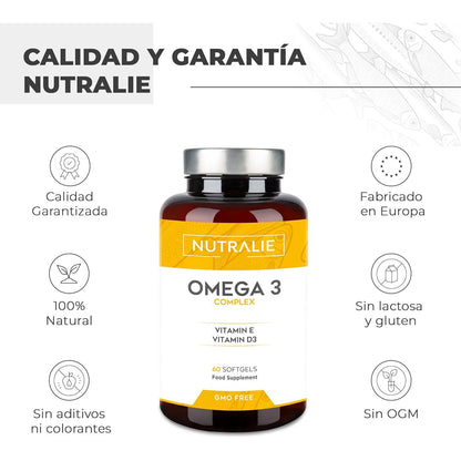 Pack 2x Nutralie Omega 3 Complex 2000mg + Vit E y D3 DHA EPA 60 softgels