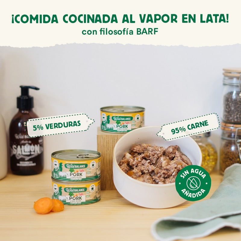 Pack Cerdo y verduras BARF para gatos 6x120 g Wild Balance