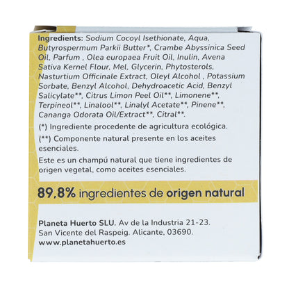 Champú sólido hidratante Oliva y Miel Planeta Huerto 85 gr