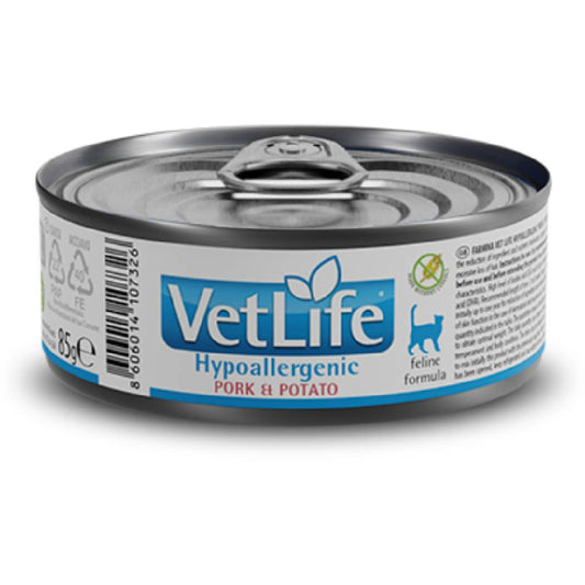 Vet Life Fórmula felina Hypoallergenic Pork & Potato Farmina 85 g