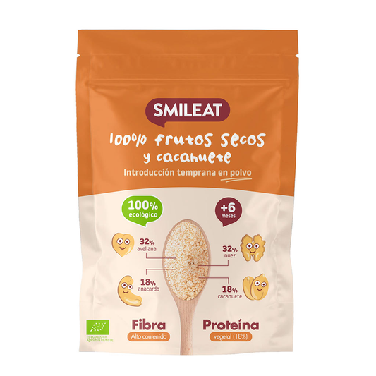 Mix frutos secos y cacahuete ECO 200g Smileat, introducción temprana en polvo