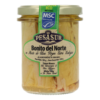 Bonito del norte en tarro de cristal Pesasur, 195 g
