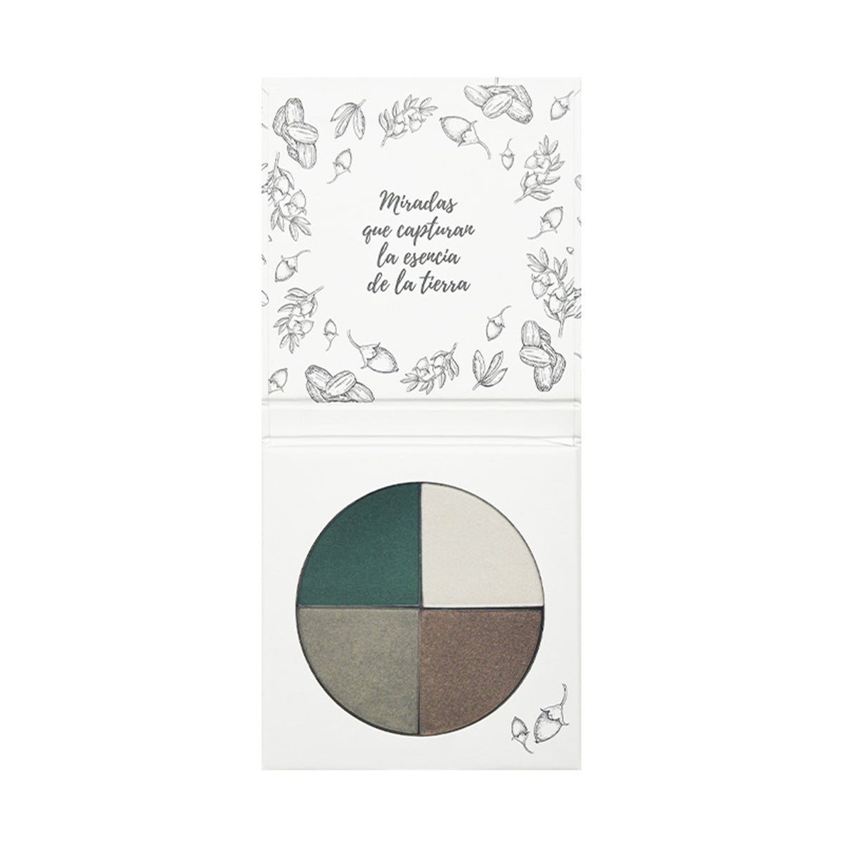 Sombra Ojos 4 Colores 02 Verde Asturias  Con Aceite de Jojoba y Rosa Mosqueta, NaturaBio Cosmetics 4 x 1,6g