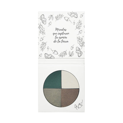 Sombra Ojos 4 Colores 02 Verde Asturias  Con Aceite de Jojoba y Rosa Mosqueta, NaturaBio Cosmetics 4 x 1,6g