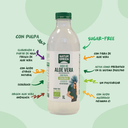 Jugo de aloe vera con pulpa NaturGreen 1 L
