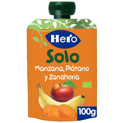 Bolsita de de Manzana, Plátano y Zanahoria  100% Eco 100 g- Hero Solo