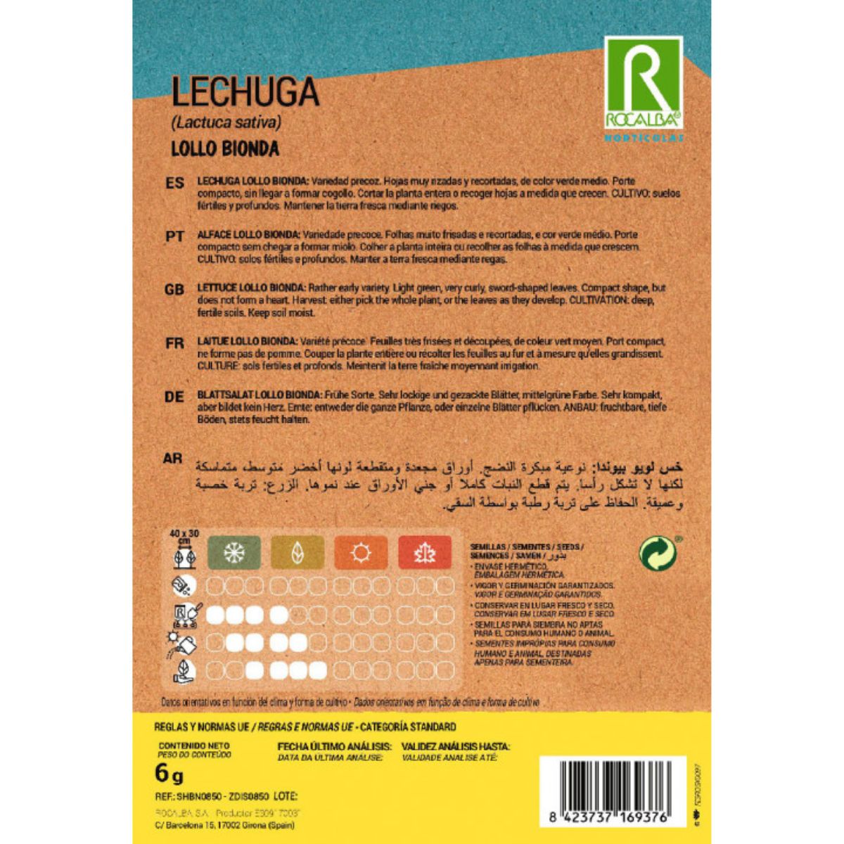 Semillas de Lechuga lollo bionda