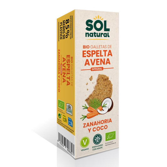 Galletas de avena y espelta con zanahoria y coco bio Sol Natural 175 g