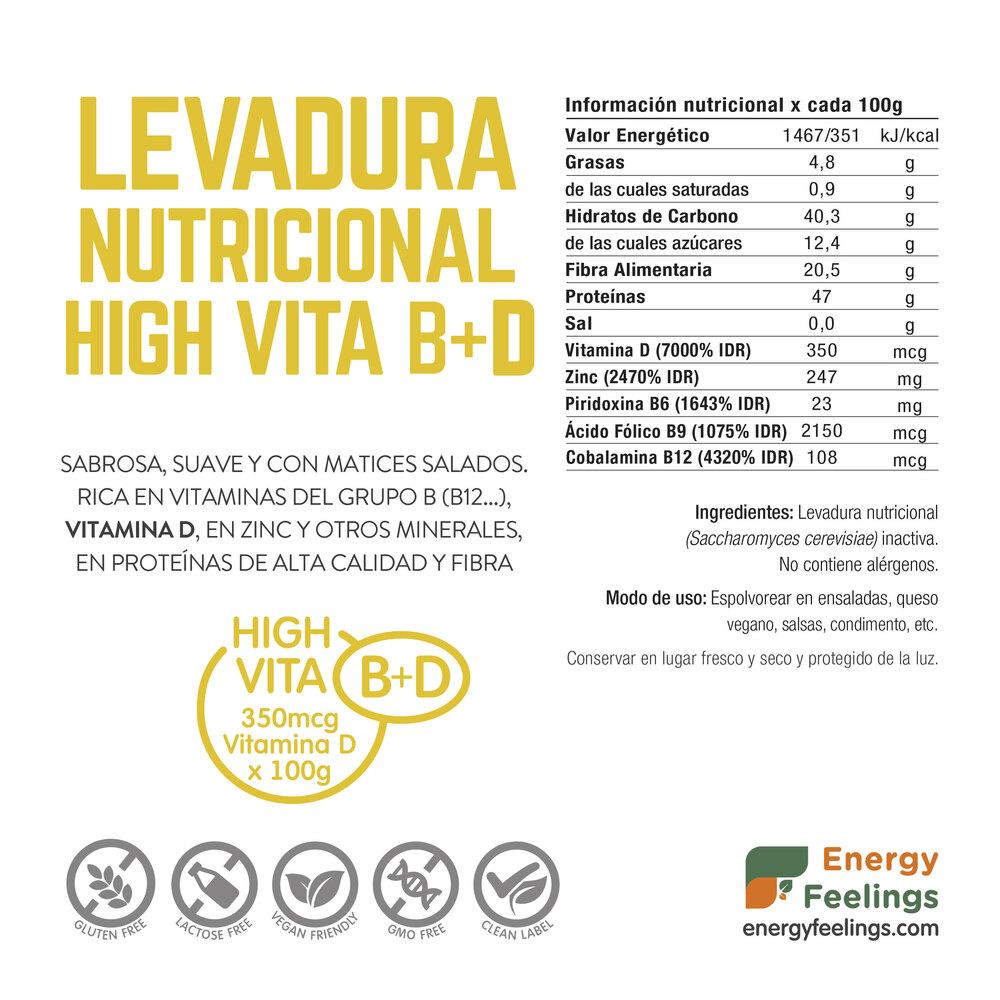 Pack 2x Levadura nutricional high vitamina D Energy Feelings 1 Kg