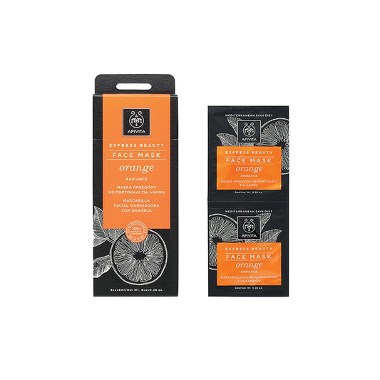 Mascarilla facial revitalizante naranja Express Beauty Apivita 2 x 8 ml