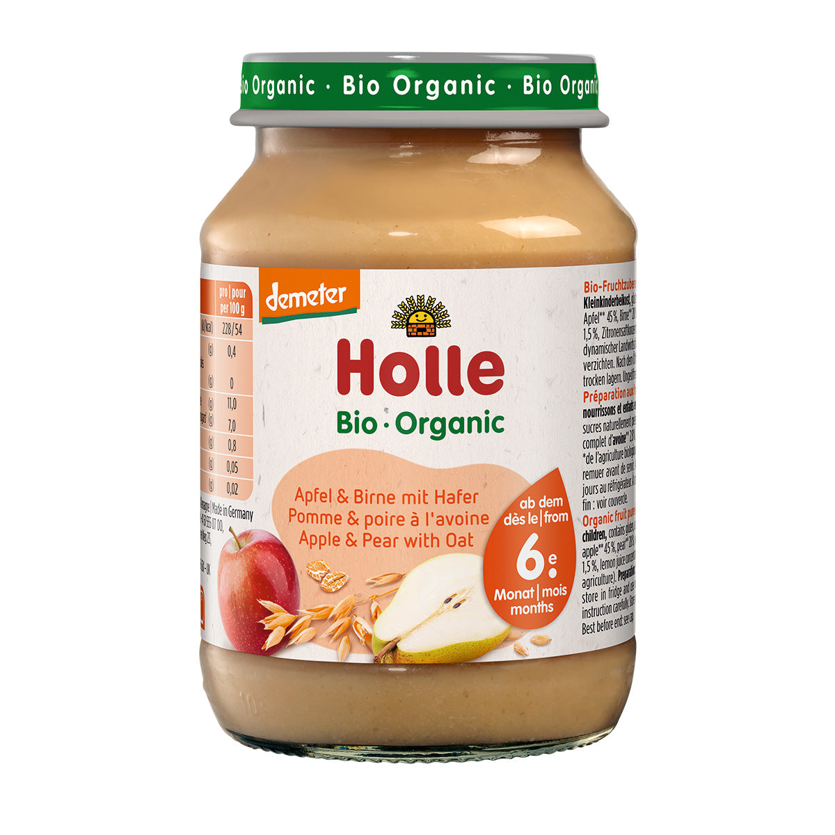 Manzana y pera con avena Demeter a partir 6 meses Holle 190g