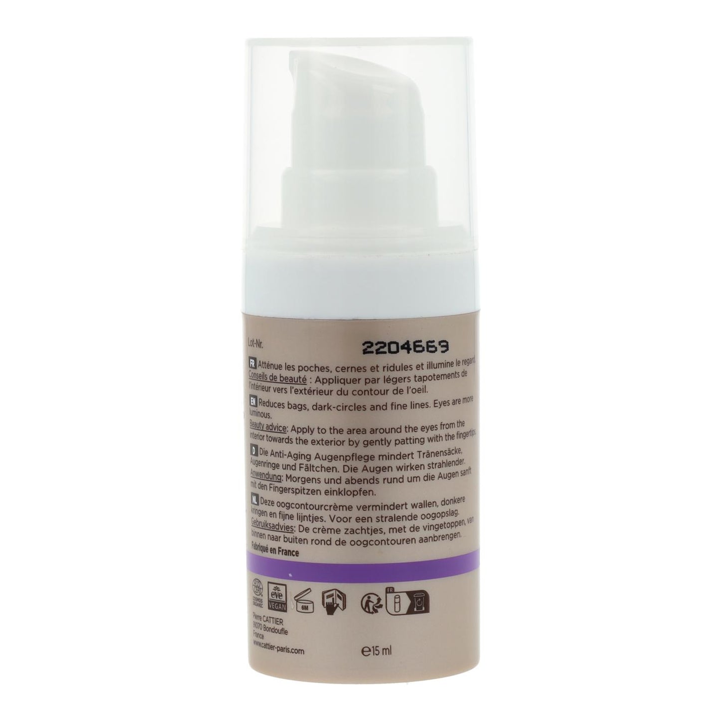 Contorno de ojos Rejuvenecedor redensificante Cattier 15 ml
