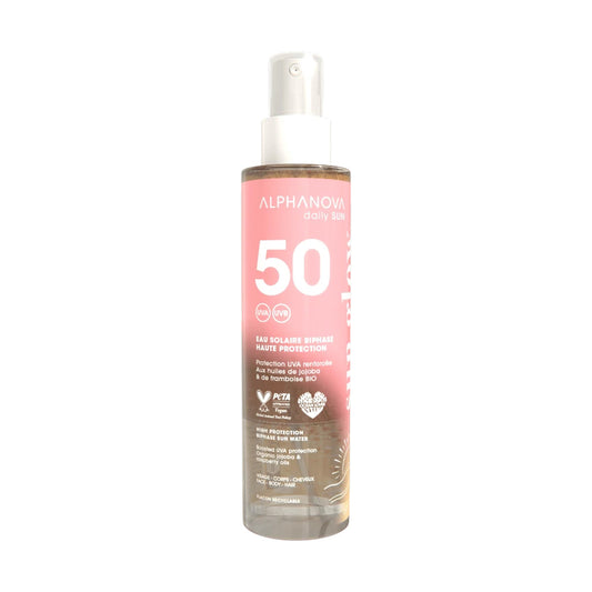 Agua bifásica solar alta protección spf50 Alphanova 125ml