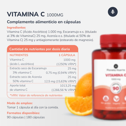 Vitamina C 1000 mg Planeta Huerto 90 cápsulas vegetales