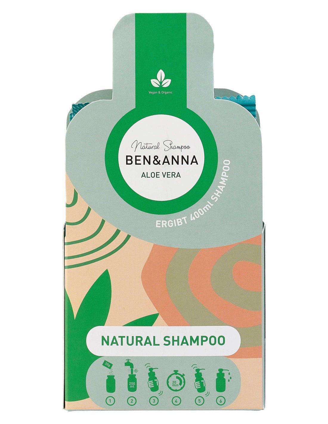 Champú Aloe Vera Ben & Anna copos secos a diluir en agua 2x20g=400ml