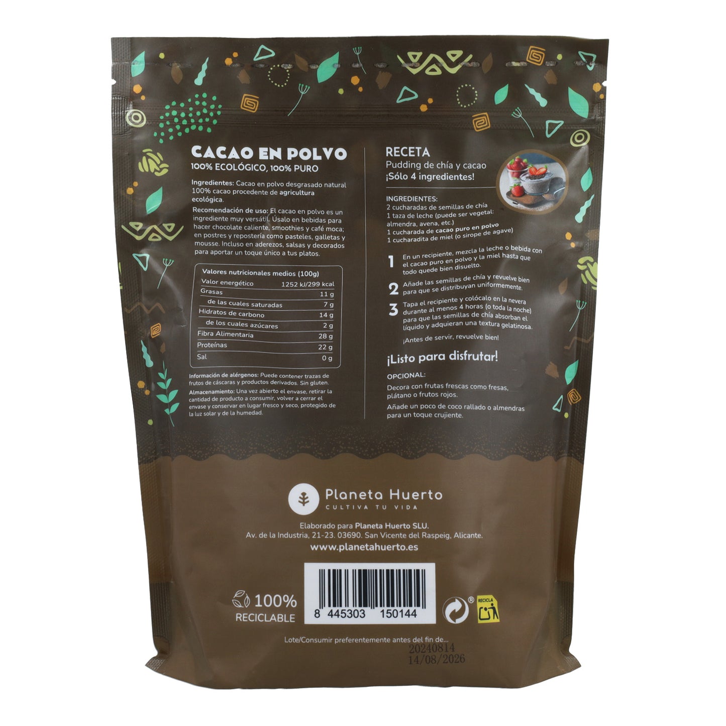 Cacao en polvo ECO Planeta Huerto