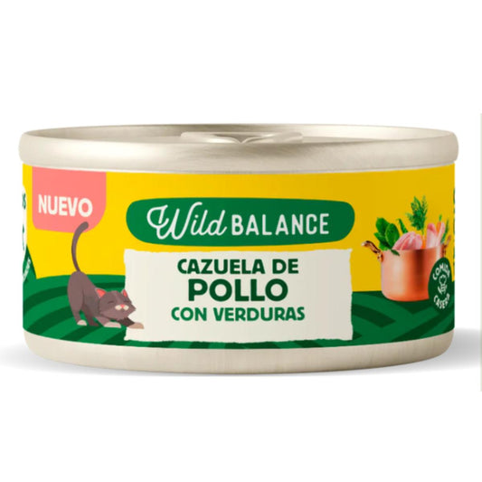 Lata completa Cazuela de Pollo para Gatos Wild Balance 80gr