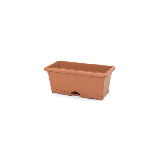 Jardinera con plato integrado terra color terracota 40 x 20 x 17 cm