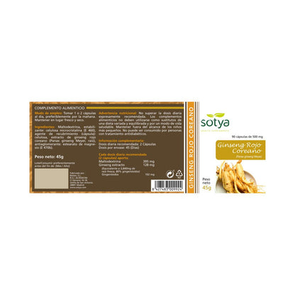 Ginseng Rojo Coreano Sotya 90 Caps