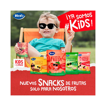 Pack 7x Snacks de Plátano y Fresa en forma de corazones 30 g. Hero-Kids