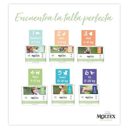 Pañales Moltex Pure & Nature T6 (17-28 kg), 35 Uds