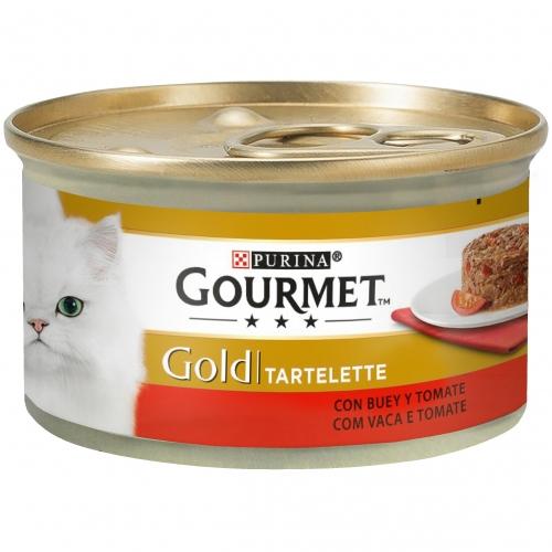 Pack 24 x GOURMET GOLD Tartaleta Buey y Tomate Comida húmeda 85g
