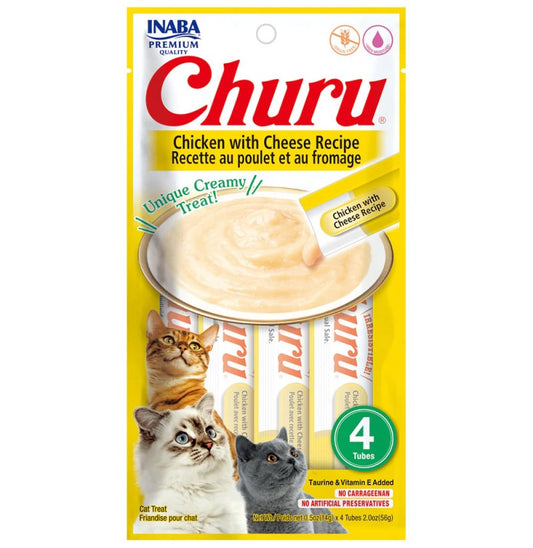 Churu receta de pollo con queso Snack cremoso para gatos 4x14 g
