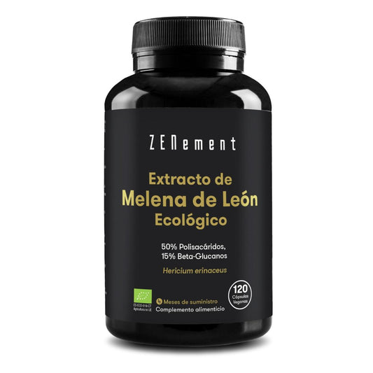 Extracto de melena de león ecológico 50% Polisacáridos, 15% Beta-Glucanos Zenement, 120 comprimidos