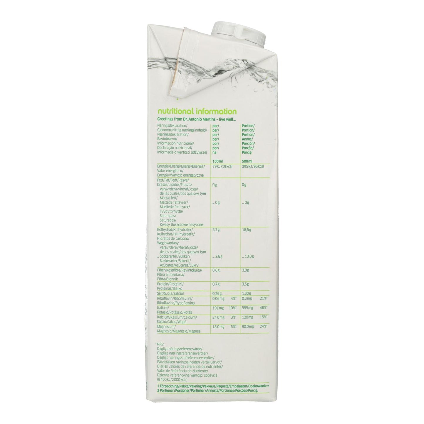 Pack 6x Agua de Coco Natural Dr. Martins 1 L