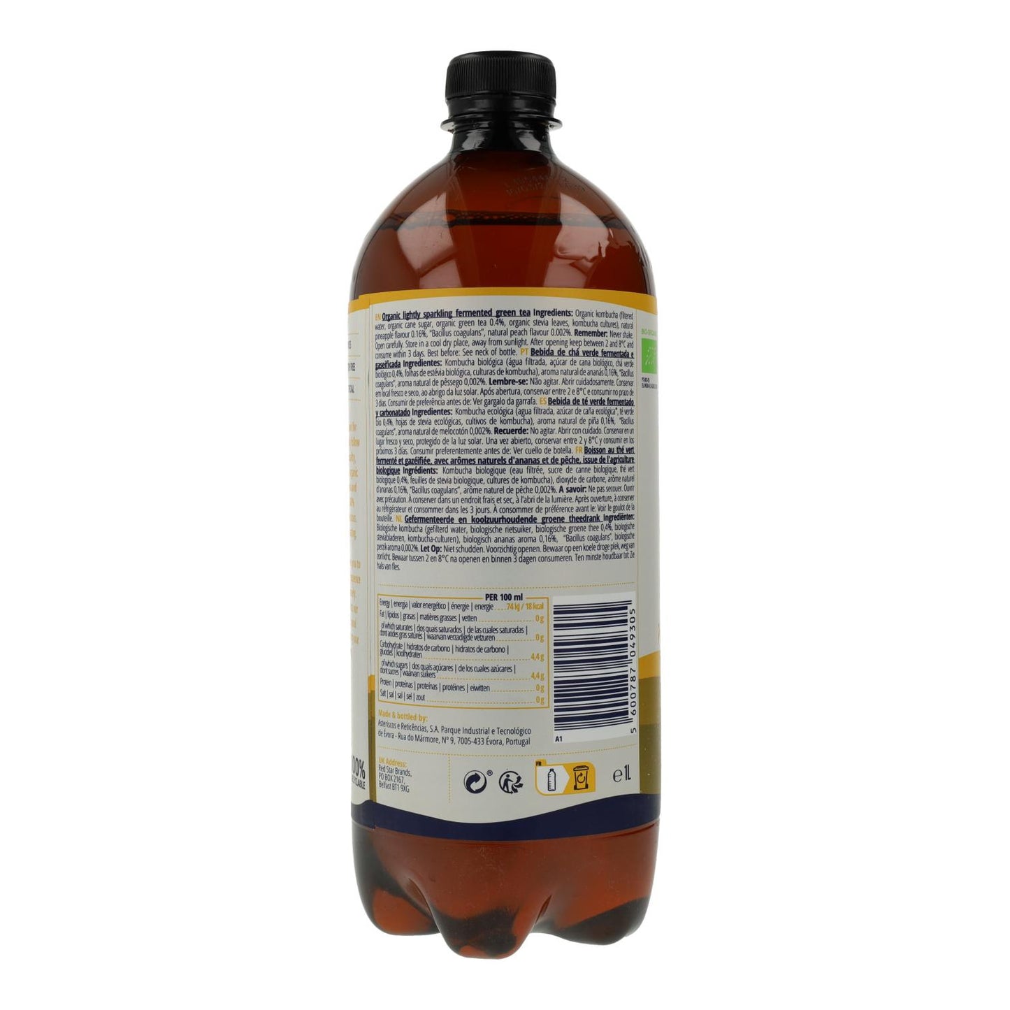 Kombucha Piña y Melocotón BIO Captain Kombucha 1 L