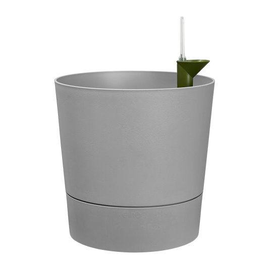Macetero con autoriego Greensense Aquacare Round Elho 35cm light concrete