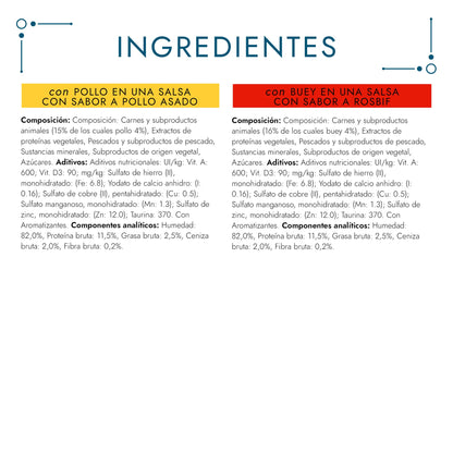 GOURMET PERLE Delicias en Salsa Pollo Buey (4x85g)