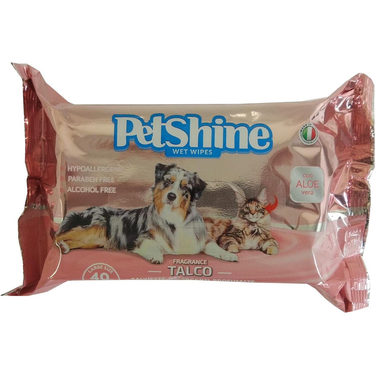 Porrini Toallitas Higiene Perro/Gato, Talco Aloe, 40 uds