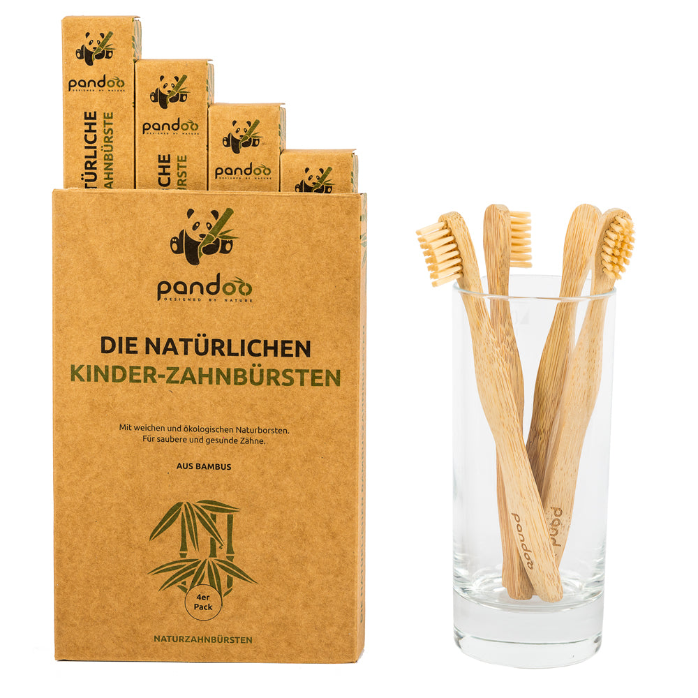 Pack 4 Cepillos de Dientes para Niños Bambú Pandoo