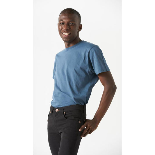 Camiseta azul de algodón orgánico hombre Minimalism