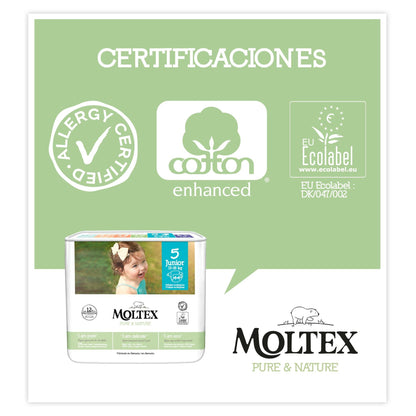 Pack ahorro Pañales T5 (13-18 kg) Moltex Pure & Nature, 176 Uds