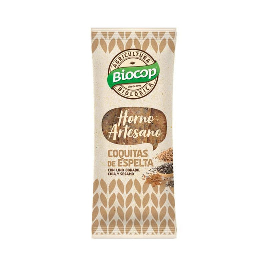 Snacks Coquitas de Espelta con Lino dorado , Chía y Sésamo Biocop 75 g