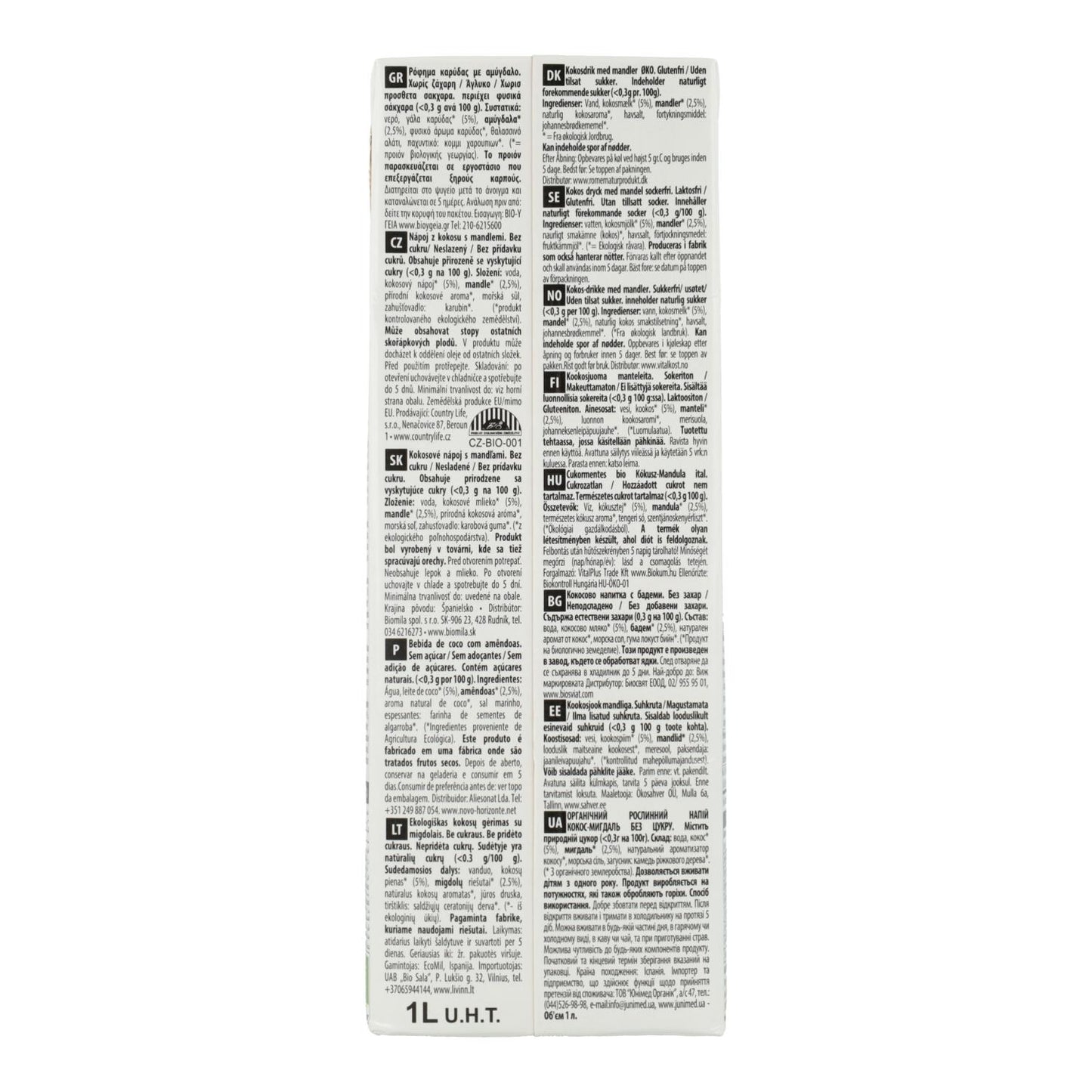 Bebida Coco y Almendra sin azúcar Ecomil 1L