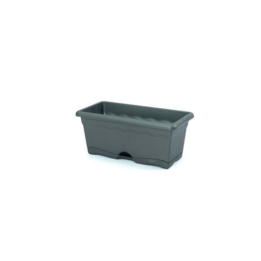 Jardinera con plato integrado terra color antracita 40 x 20 x 17 cm