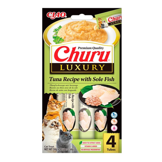 Snack Cremoso Luxury de Atún y Lenguado para Gatos Churu 4 x 14 g