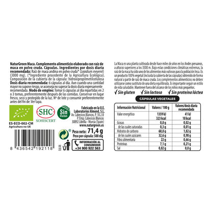 Maca cápsulas Bio EXPERIENCE Naturgreen 120 cápsulas