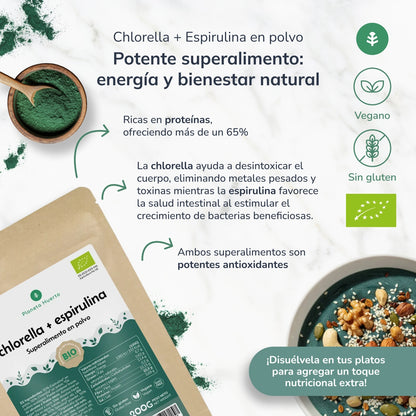 Chlorella + Spirulina en polvo Planeta Huerto 200 g